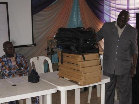 Rev Dr. Soja Bewarang dedicating 5 computers for reviewers during 2015 workshop Rev Dr. Soja Bewarang dedicating 5 computers for reviewers during 2015 workshop